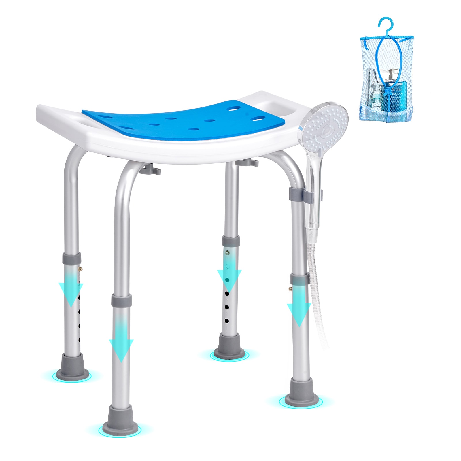 Shower Chair Adjustable Height Stool For Elderly And Disabled_voghion.com